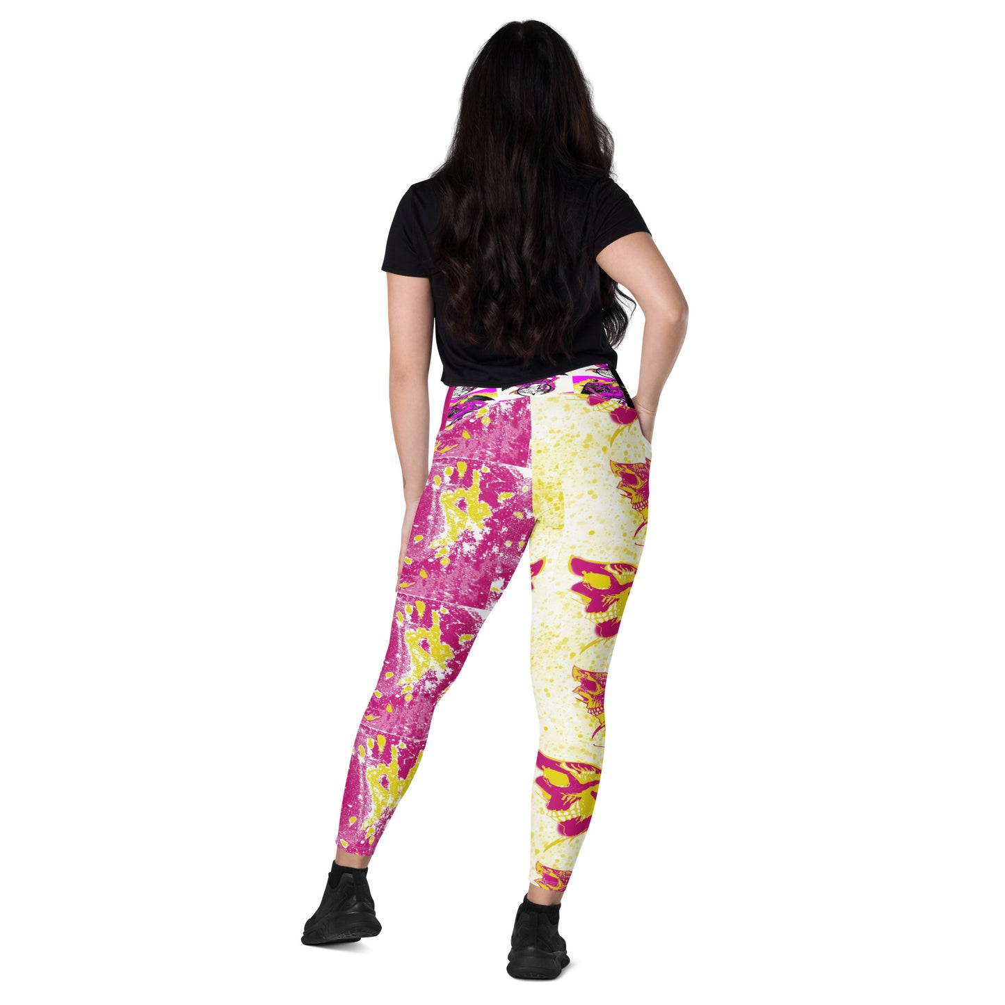 Baphomet Butterfly Skull Crossover leggings with pockets