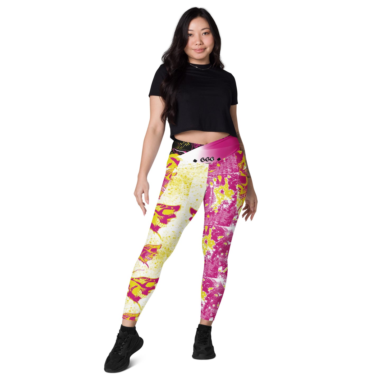 Baphomet Butterfly Skull Crossover leggings with pockets