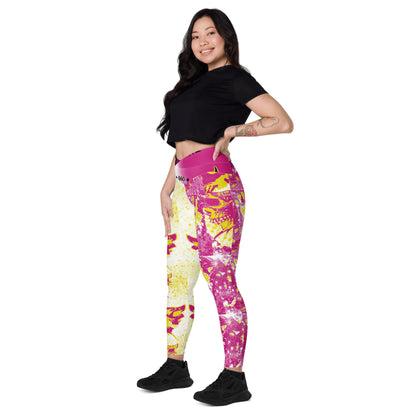 Baphomet Butterfly Skull Crossover leggings with pockets