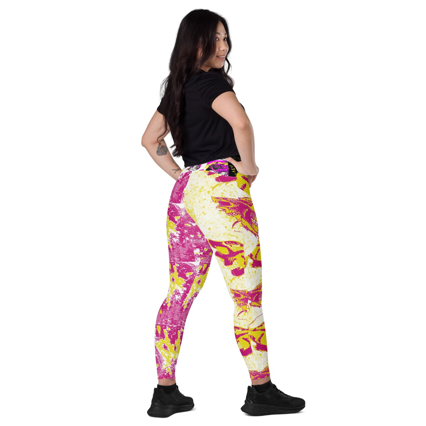 Baphomet Butterfly Skull Crossover leggings with pockets