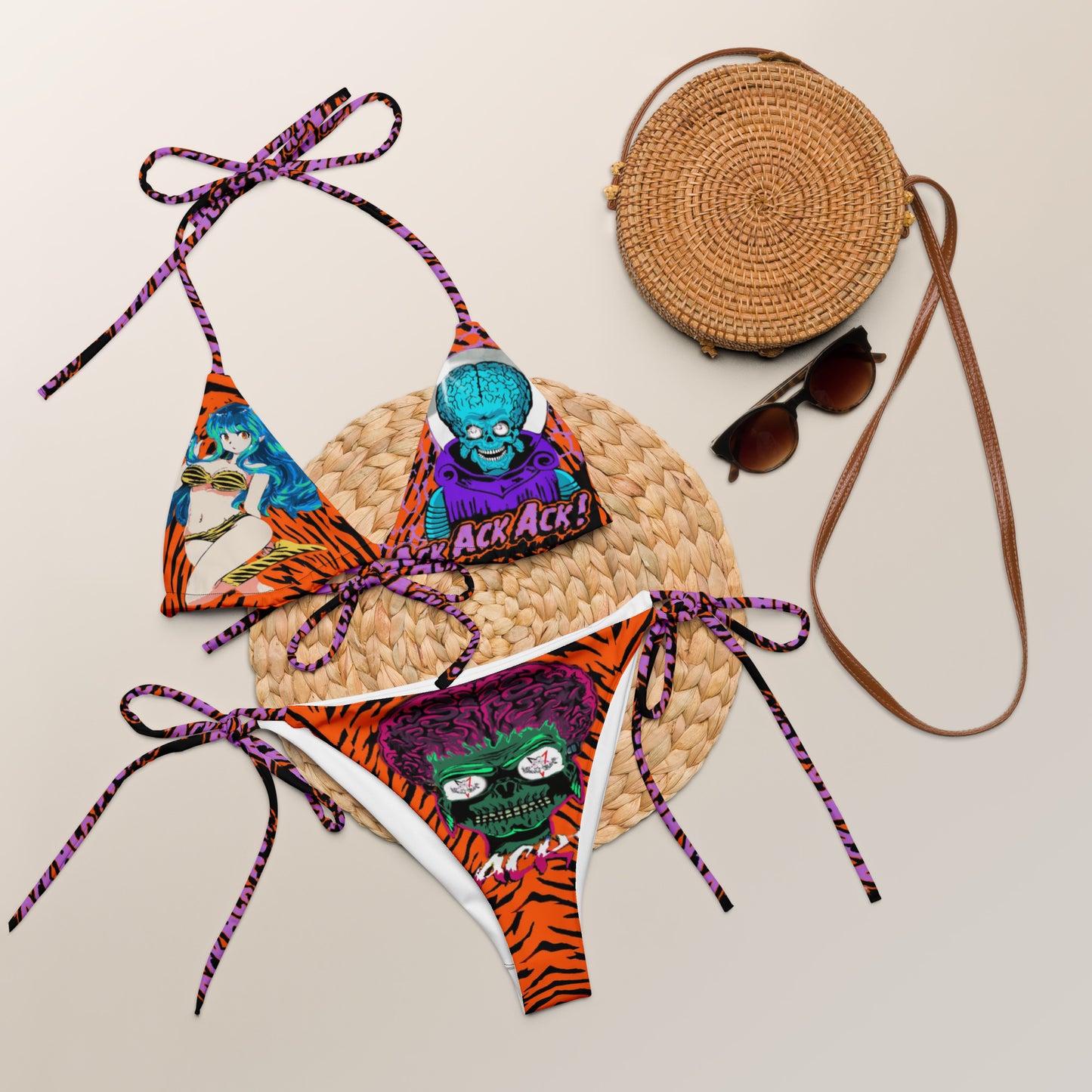 ACK ACK ACK All-over print recycled string bikini