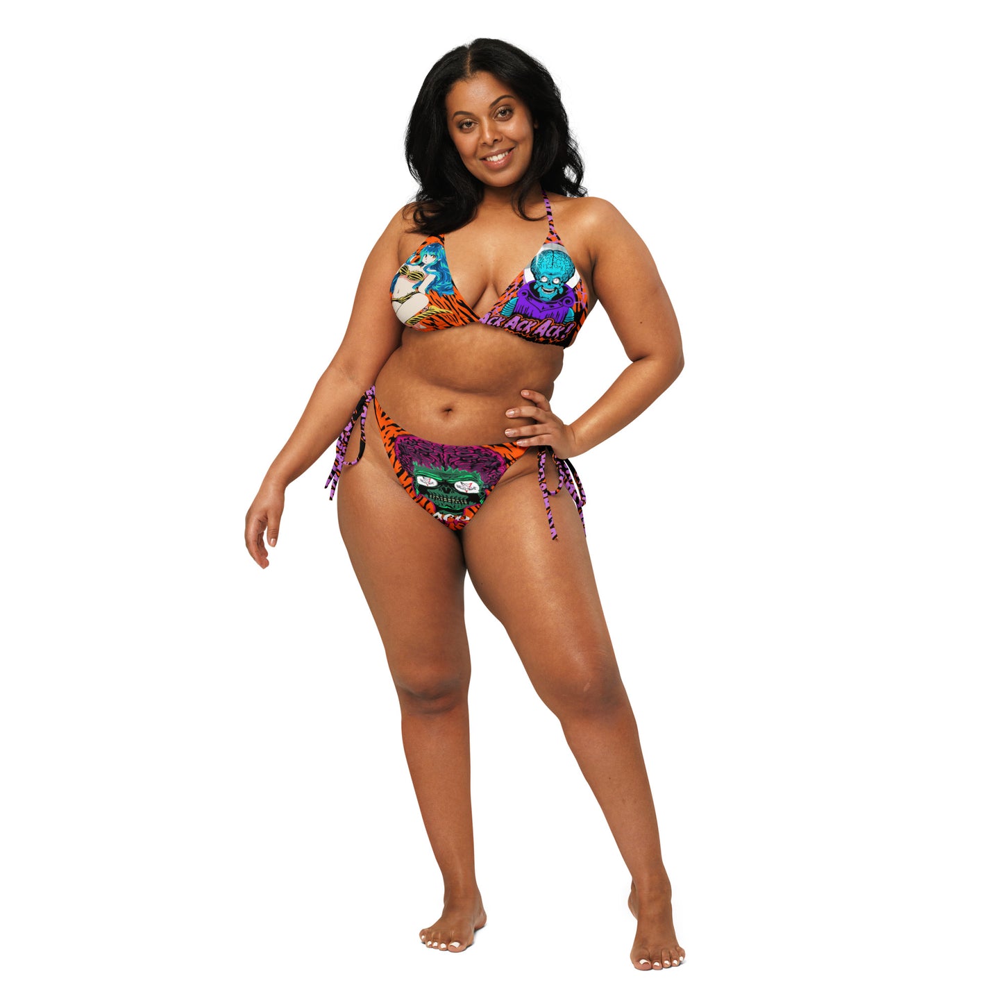 ACK ACK ACK All-over print recycled string bikini